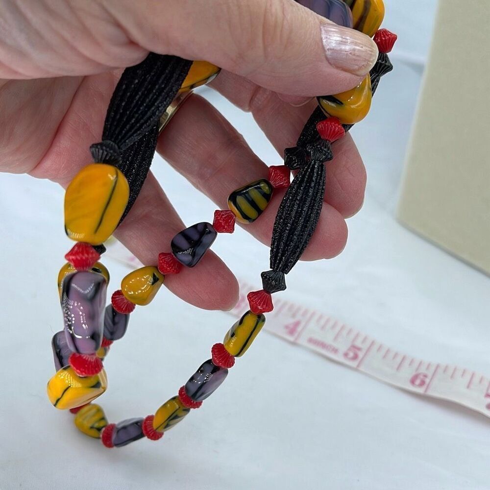 Vintage 80’s glass and acrylic tribal bright fun necklace